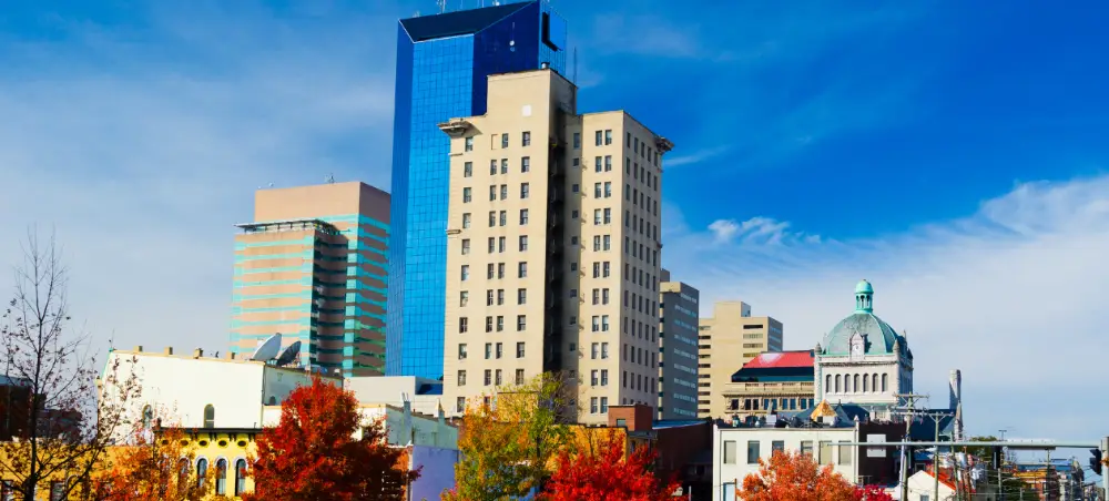 Downtown Lexington, Kentucky near top-rated drug rehab and mental health treatment centers.